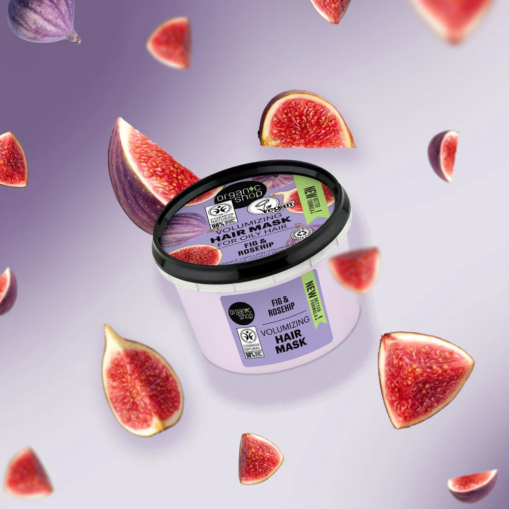 ORGANIC SHOP Volumizing Hair Mask for Oily Hair Fig and Rosehip 250ml اوركانيك شوب قناع تكثيف الشعر للشعر الدهني بالتين وثمر الورد - Image 2