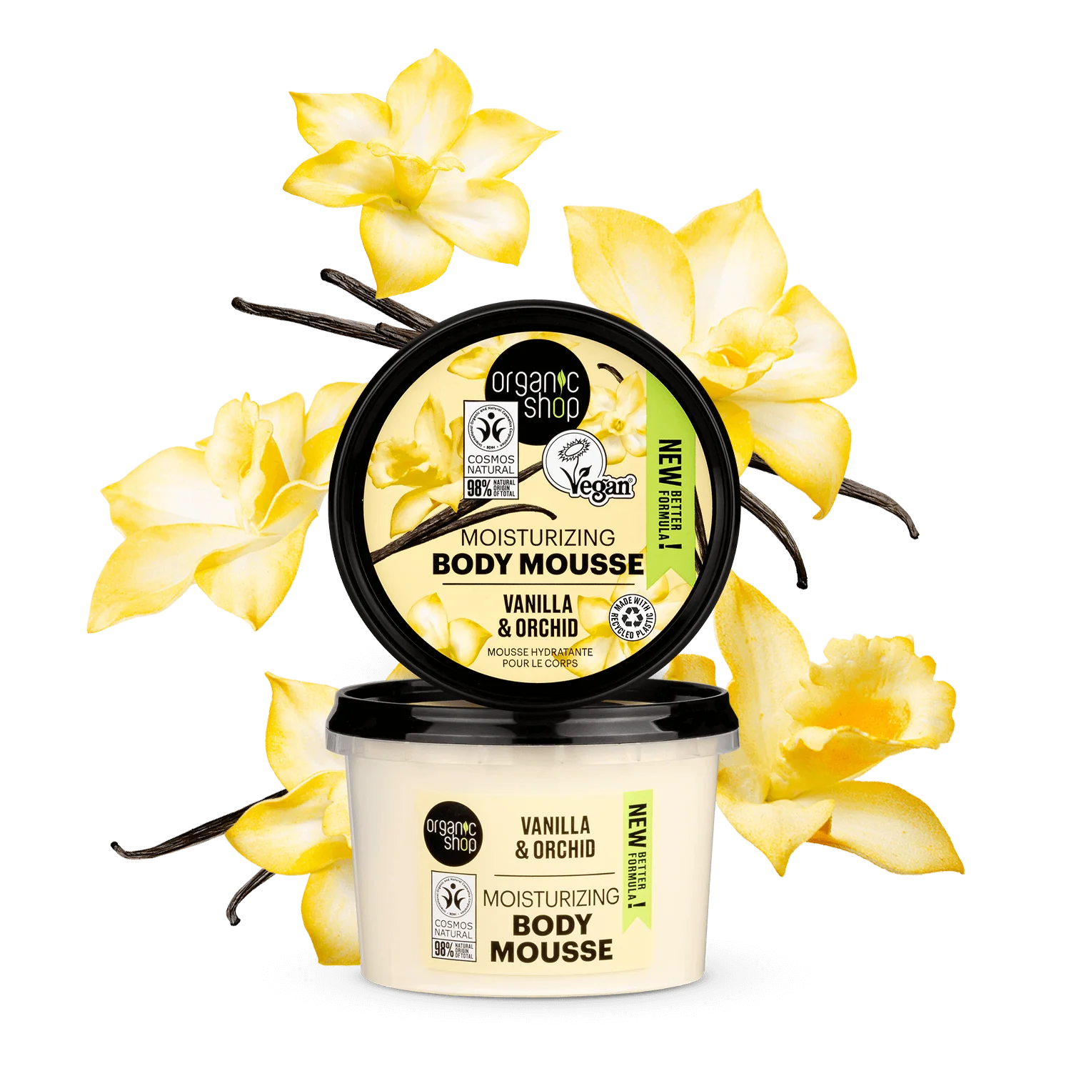 ORGANIC SHOP Moisturizing Body Mousse Vanilla 250ml اوركانك شوب كريم مرطب للجسم بنكهة الفانيليا - Image 2