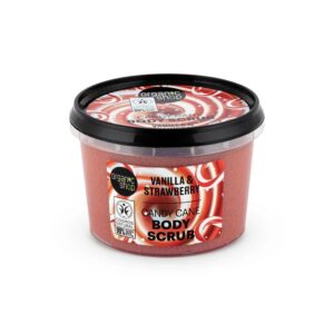 ORGANIC SHOP Candy Cane Body Scrub Vanilla and Strawberry 250ml اوركانك شوب مقشر الجسم بنكهة قصب الحلوى والفانيليا والفراولة
