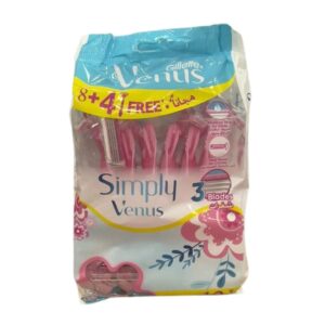 GILLETTE Simply Venus Women’s Razors – 8 + 4 Free (12 Count) سيت شفرات حلاقة نسائية 12 قطعة