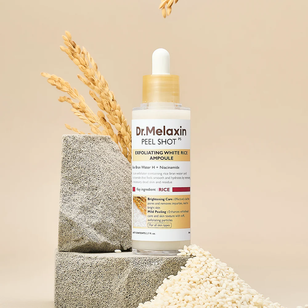 DR.MELAXIN Peel Shot Glow White Rice Ampoule 80ml سيروم الارز الابيض المقشر للبشرة من دكتور ميلاكسين - Image 2