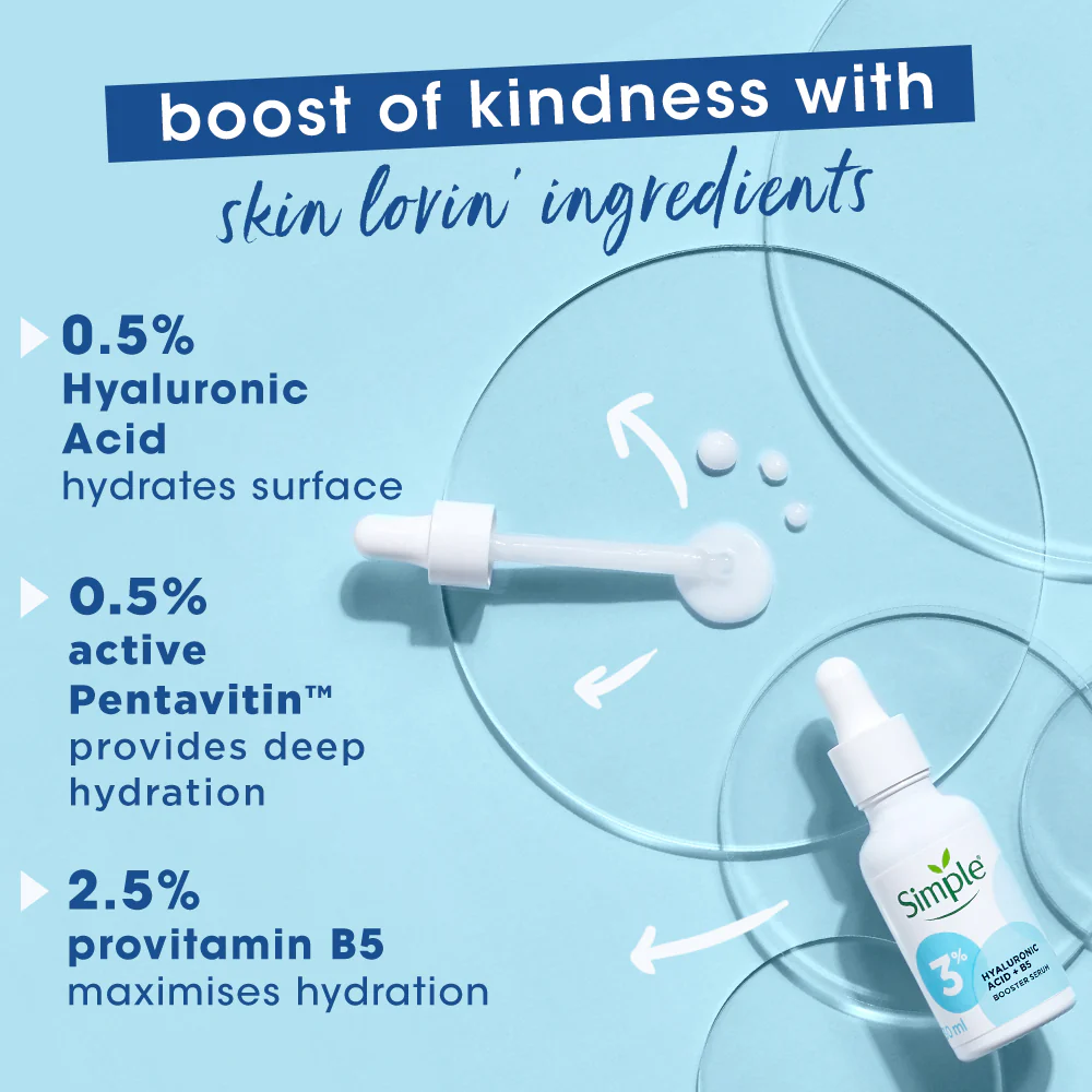 SIMPLE 3% Hyaluronic Acid & Vitamin B Booster Serum 30ml سيروم للبشرة من سمبل - Image 2