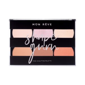 MON REVE Face sculpting palette with highlighter, contour & blush - 01 Light مون ريڤ لوحة نحت الوجه مع هايلايتر وكونتور وأحمر خدود