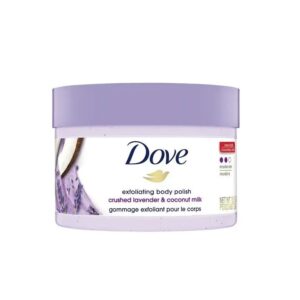 DOVE exfoliating body polish crushed lavender & coconut milk 298g دو مقشر الجسم بخلاصة اللافندر المطحون وحليب جوز الهند