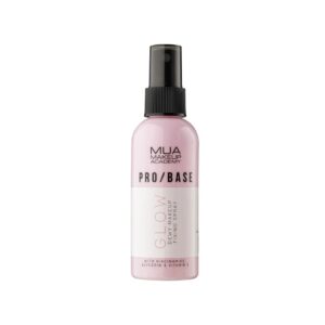 MUA MAKEUP ACADEMY PRO/BASE GLOW DEWY FIXING SPRAY 70ml رذاذ تثبيت مكياج لامع من موا