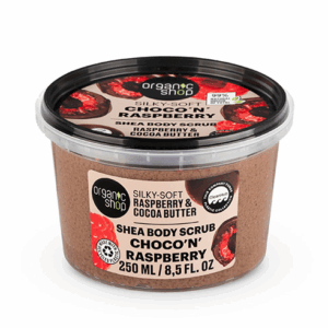 ORGANIC SHOP CHOCO RASPBERRY SILKY SOFT bosy scrub 250ml اوركانك شوب مقشر للجسم ناعم وحريري بنكهة الشوكولاتة والتوت