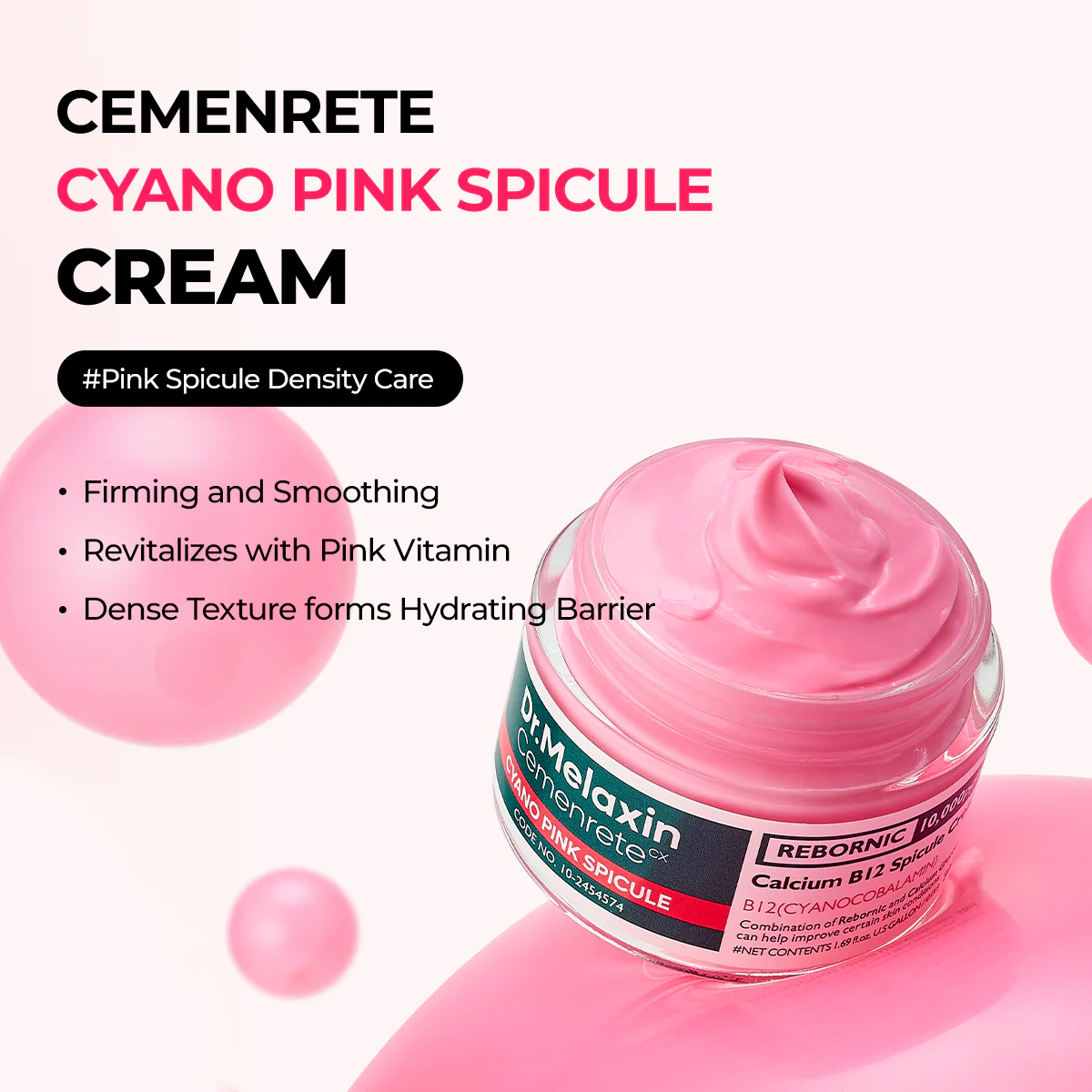 DR.MELAXIN Calcium Cyano Pink Spicule cream 50ml دكتور ميلاكسين كريم وردي بفيتامين b12 - Image 3