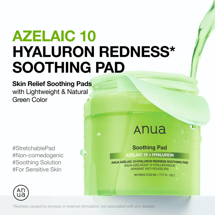 ANUA Azelaic 10 Hyaluron Redness Soothing Pad 90 PADS بادات تونر مهدئة للأحمرار ومضاد للتهيج - Image 2
