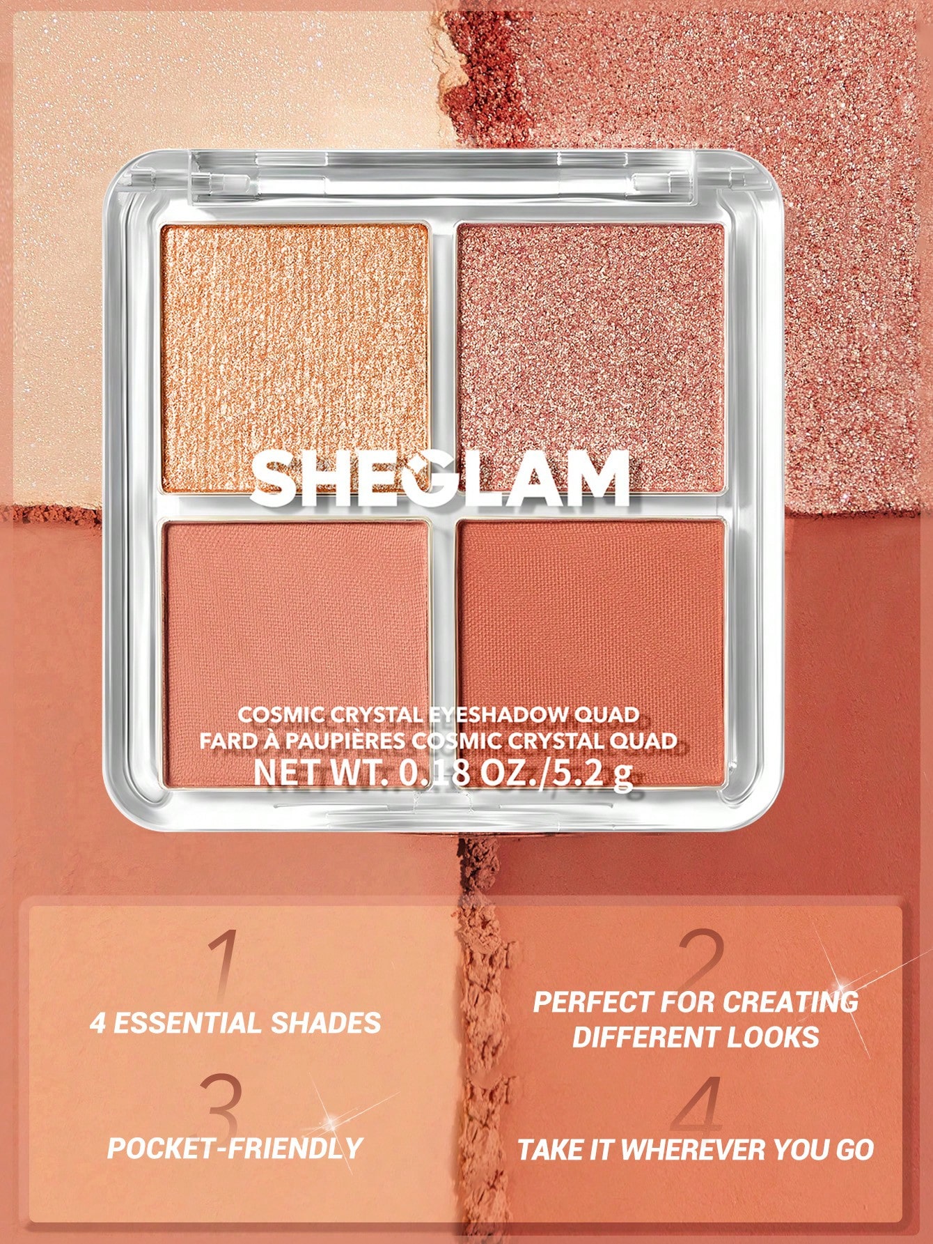 SHEGLAM Cosmic Crystal Eyeshadow Quad-Charm School باليت ضلال رباعية - Image 2