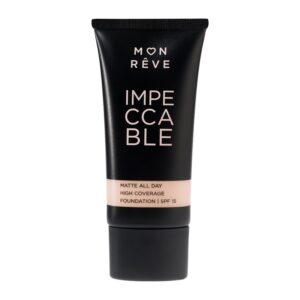 MON REVE IMPECCABLE MATTE ALL DAY HIGH COVERAGE FOUNDATION مون ريڤ كريم أساس مطفي