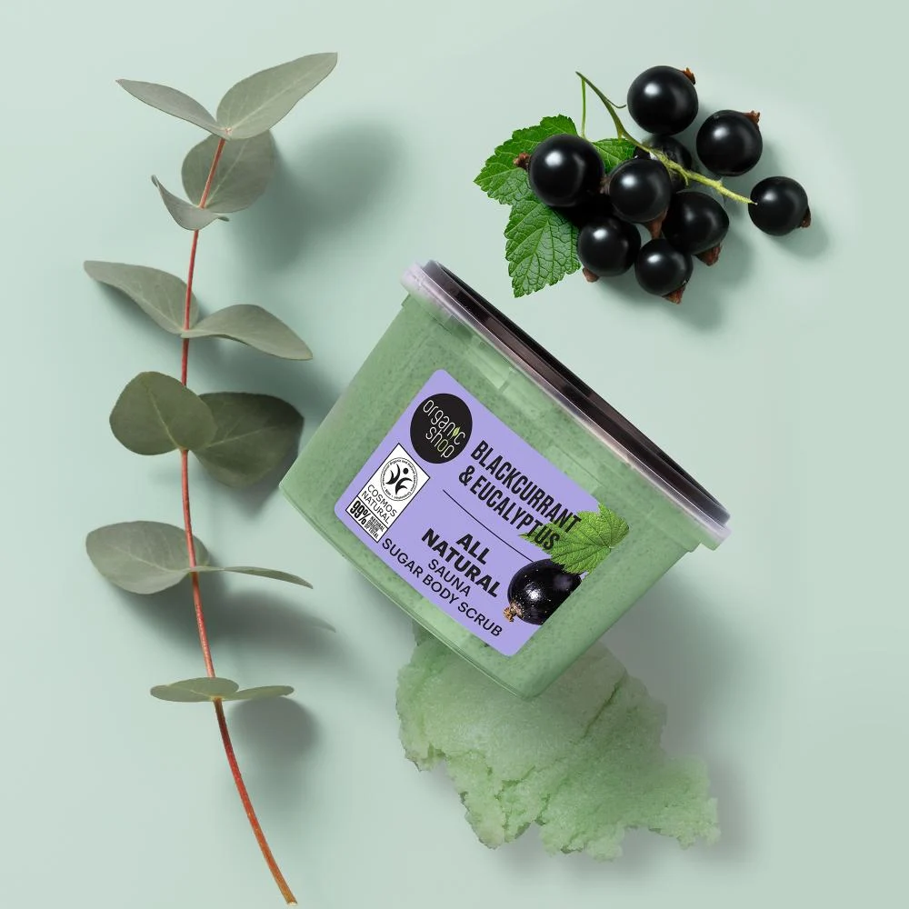 ORGANIC SHOP ALL NATURAL SAUNA SUGAR BODY SCRUB BLACKCURRANT & EUCALYPTUS 250ml اوركانك شوب مقشر الجسم الطبيعي بالساونا والسكر والكشمش الأسود والأوكالبتوس - Image 3