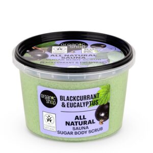ORGANIC SHOP ALL NATURAL SAUNA SUGAR BODY SCRUB BLACKCURRANT & EUCALYPTUS 250ml اوركانك شوب مقشر الجسم الطبيعي بالساونا والسكر والكشمش الأسود والأوكالبتوس