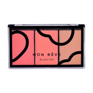 MON REVE BLUSH ON! Blush trio palette - 01 peachy  مون ريڤ لوحة أحمر الخدود ثلاثية