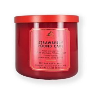 BATH & BODY WORKS Strawberry Pound Cake 3-Wick Candle شمعة كعكة الفراولة بثلاث فتائل من باث اند بدي ووركس