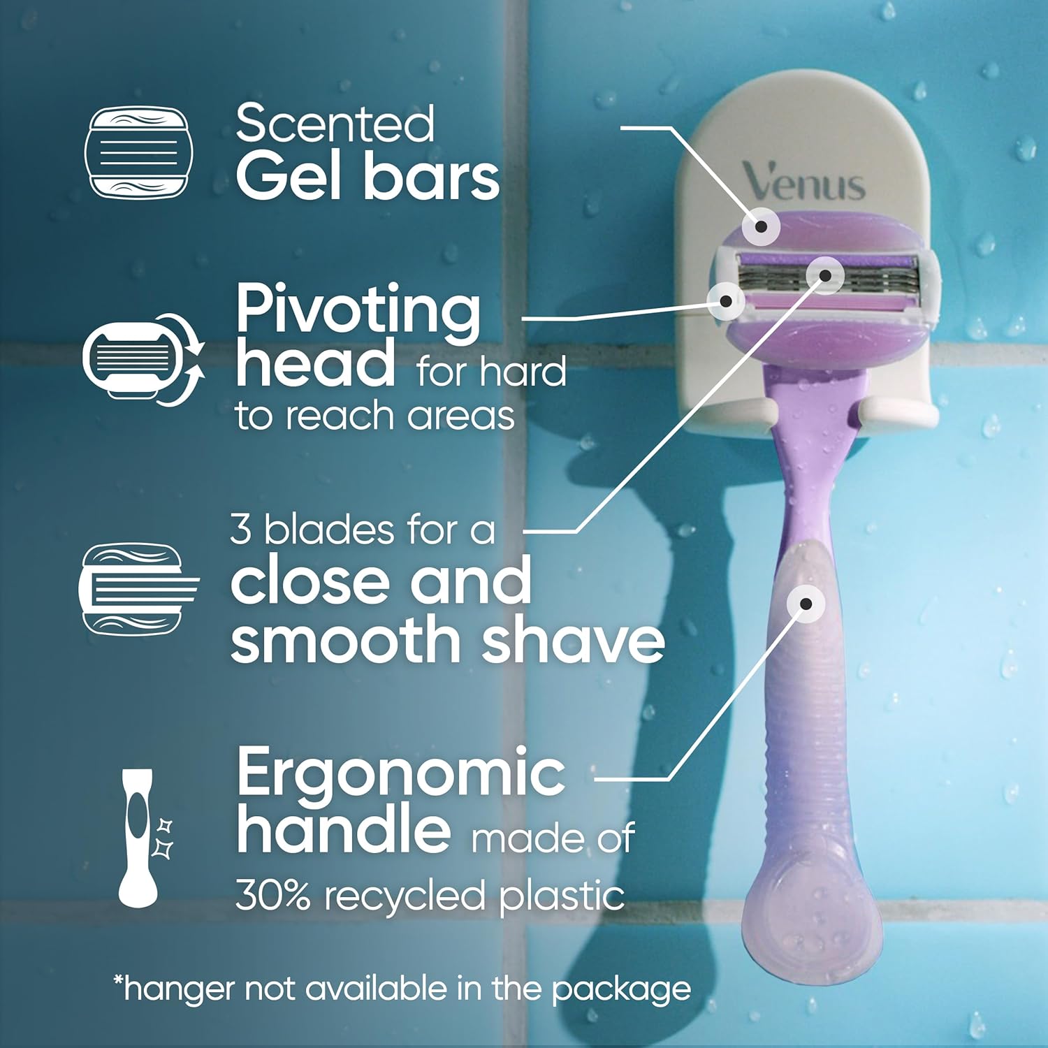 GILLETTE Comfort Glide Breeze Razor Handle مجموعة شفرات جيليت 7+1 - Image 4