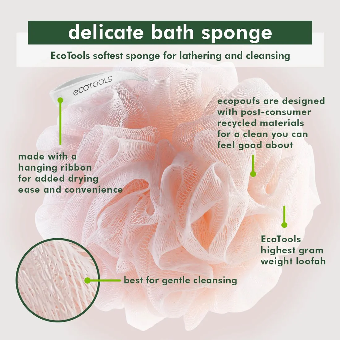 ECOTOOLS Delicate EcoPouf Bath ايكو تولز ليفة استحمام - Image 4