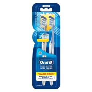ORAL-B Criss Cross Deep Clean Bacteria Blast 2 IN 1 مجموعة فرش اسنان 2 في 1 من اورال بي
