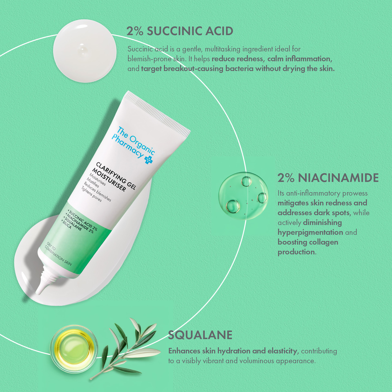 THE ORGANIC PHARMACY Clarifying Gel Moisturiser 40ml ذا أورگانك فارمسي كريم مرطب و منقي للبشرة - Image 3