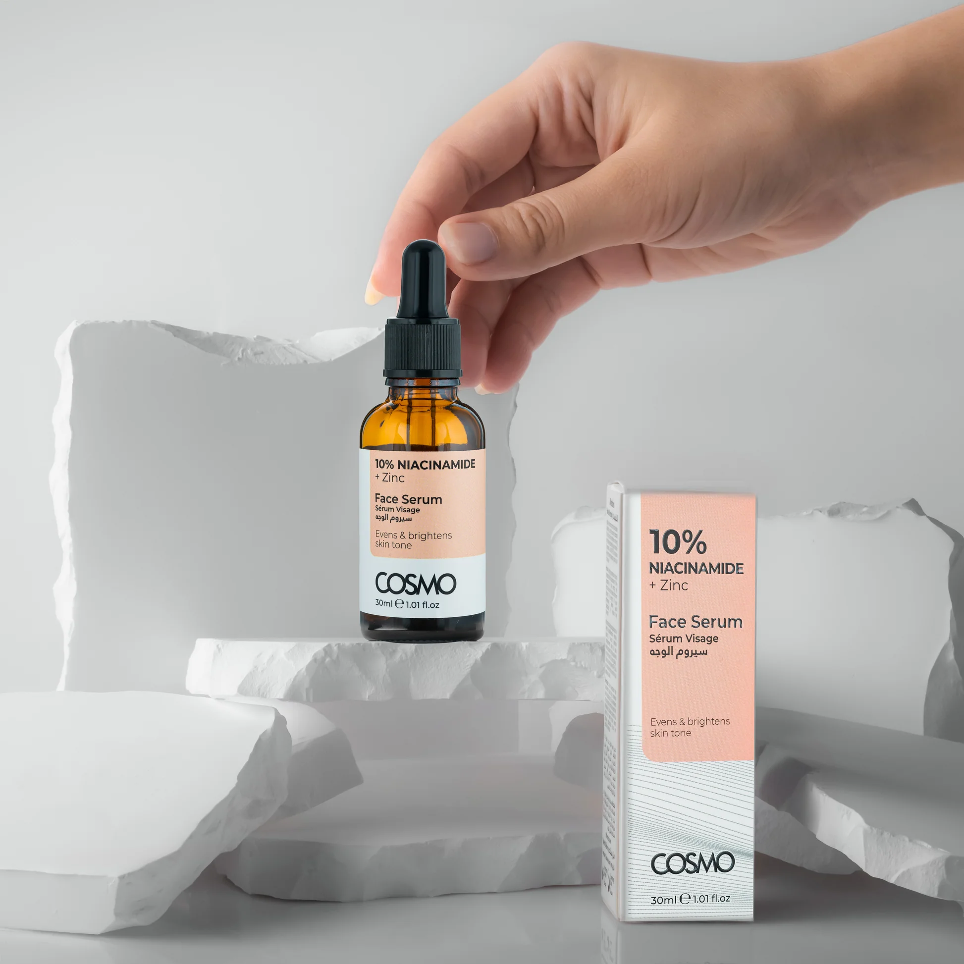 COSMO Niacinamide 10% + Zinc Face Serum 30ml كوزمو سيروم معزز للإشراقة البشرة - Image 2
