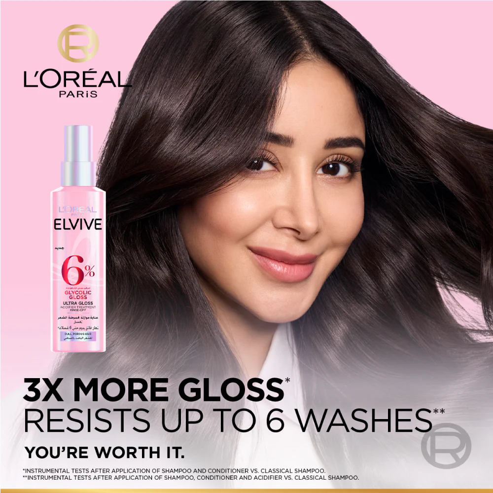 LOREAL PARIS Elvive Glycolic Gloss Ultra Gloss 6% 150ml ليف ان معالج للشعر من لوريال - Image 6