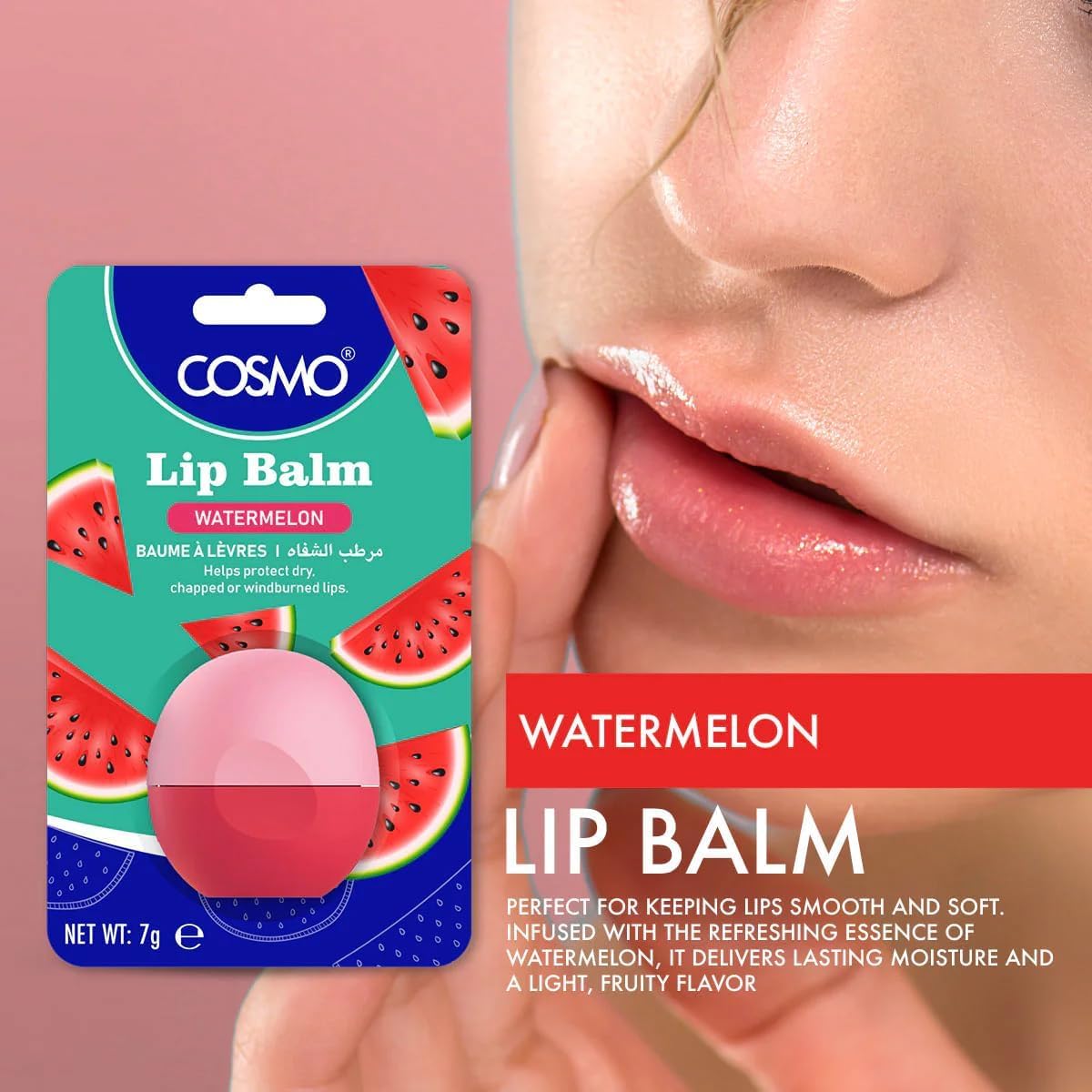 COSMO Watermelon Lip Balm كوزمو مرطب شفاه بنكهة البطيخ - Image 2