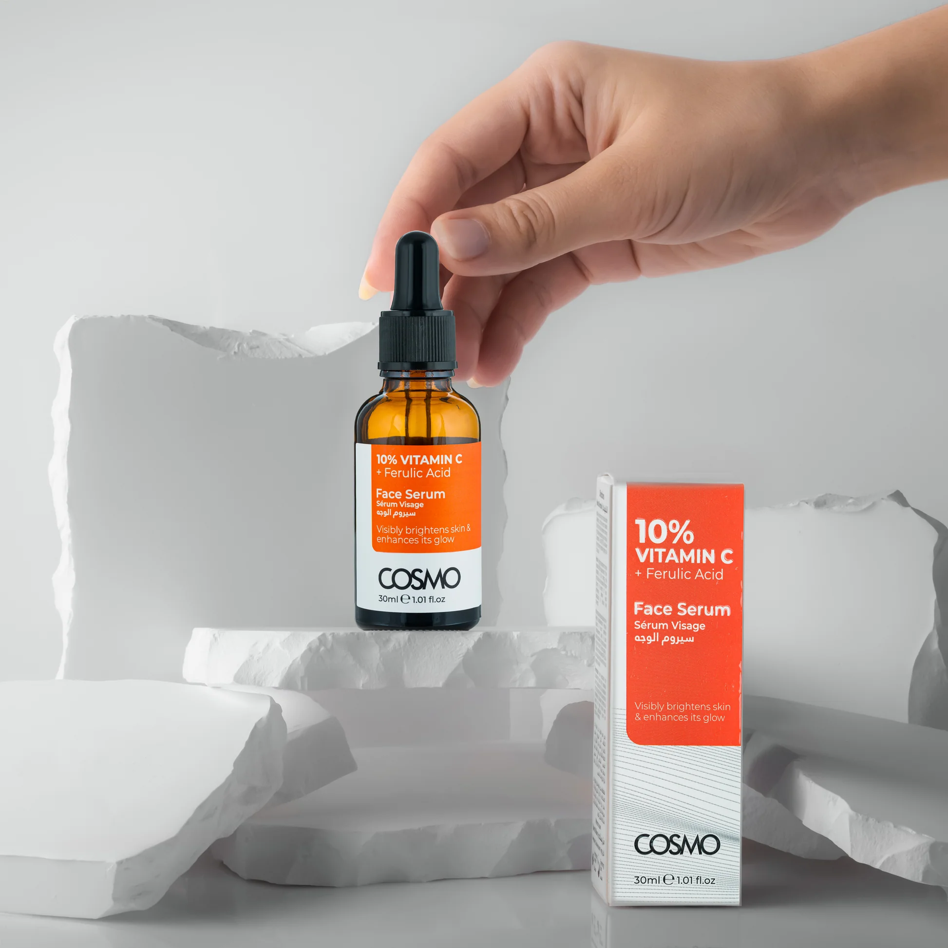COSMO Vitamin C 10% + Ferulic Acid Face Serum 30ml كوزمو سيروم الفيتامين سي المُفتح للبشرة - Image 2