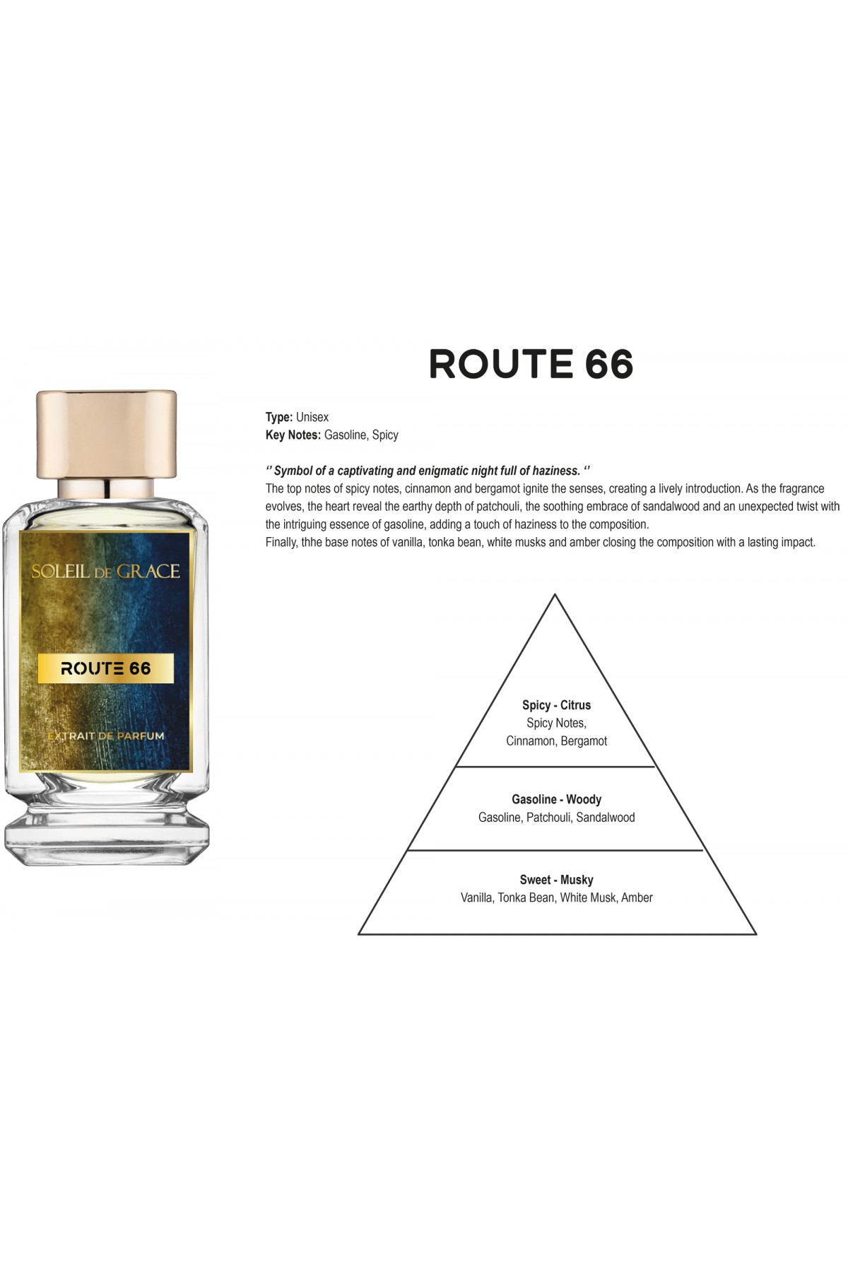 SOLEIL DE GRACE Route 66 Exclusive Extrait De Parfum Unisex 100ml عطر سوليل دي كريس للرجال و النساء - Image 2