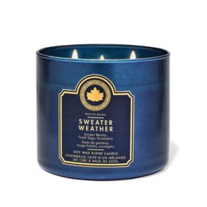 BATH AND BODY WORKS WHITE BARN SWEATER WEATHER 3-WICK CANDLE باث أند بدي وركس شمعة معطرة