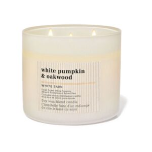 BATH & BODY WORKS White Pumpkin & Oakwood Woods 3-Wick Candle شمعة بثلاث فتائل من باث آند بودي وركس