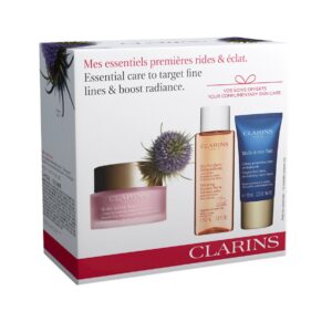 CLARINS Essential Care To Target Fine Lines & Boost Radiance مجموعة العناية بالبشرة من كلارنس