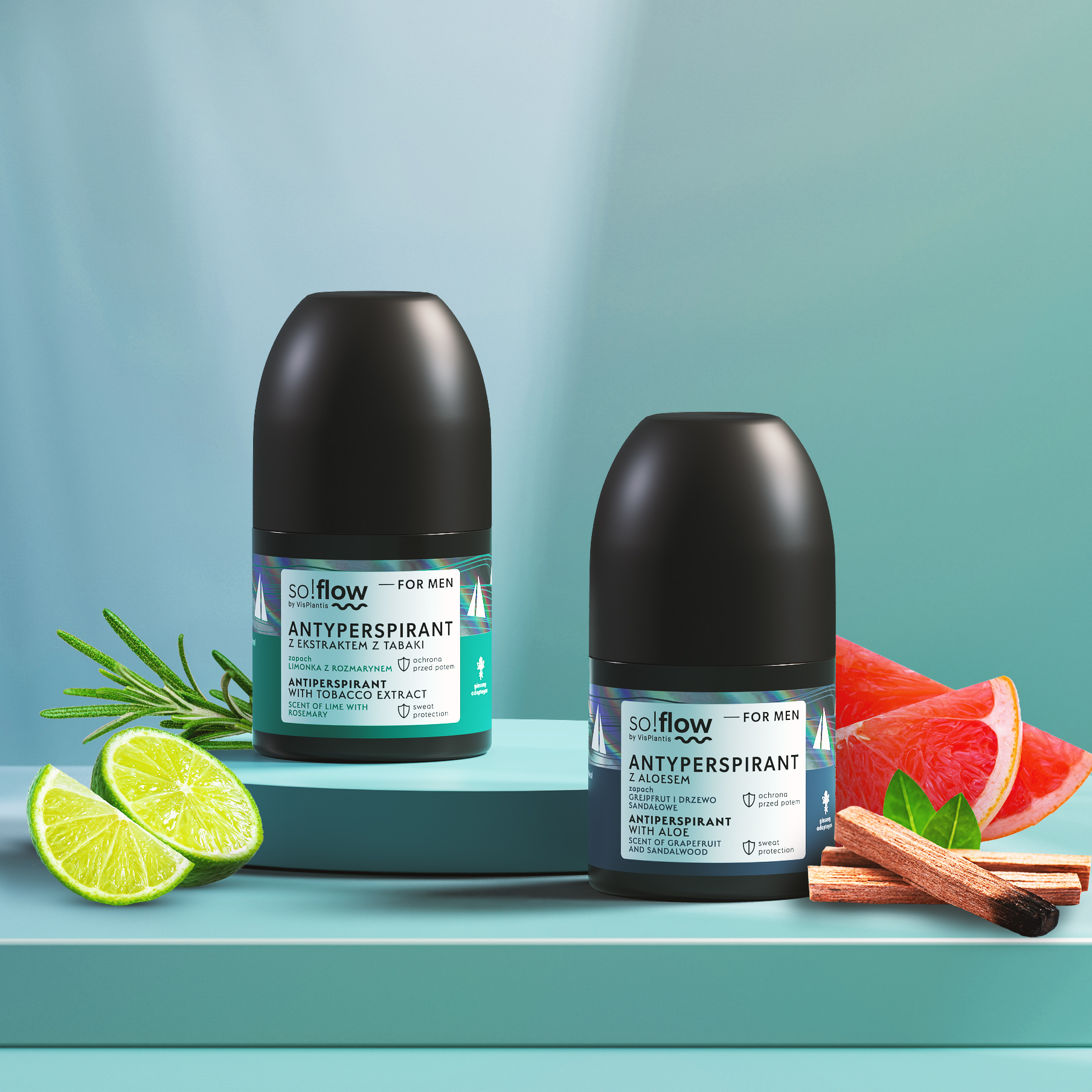 SO!FLOW Antiperspirant for men, lime and rosemary scent 50ml مزيل تعرق للرجال من سو فلو - Image 2