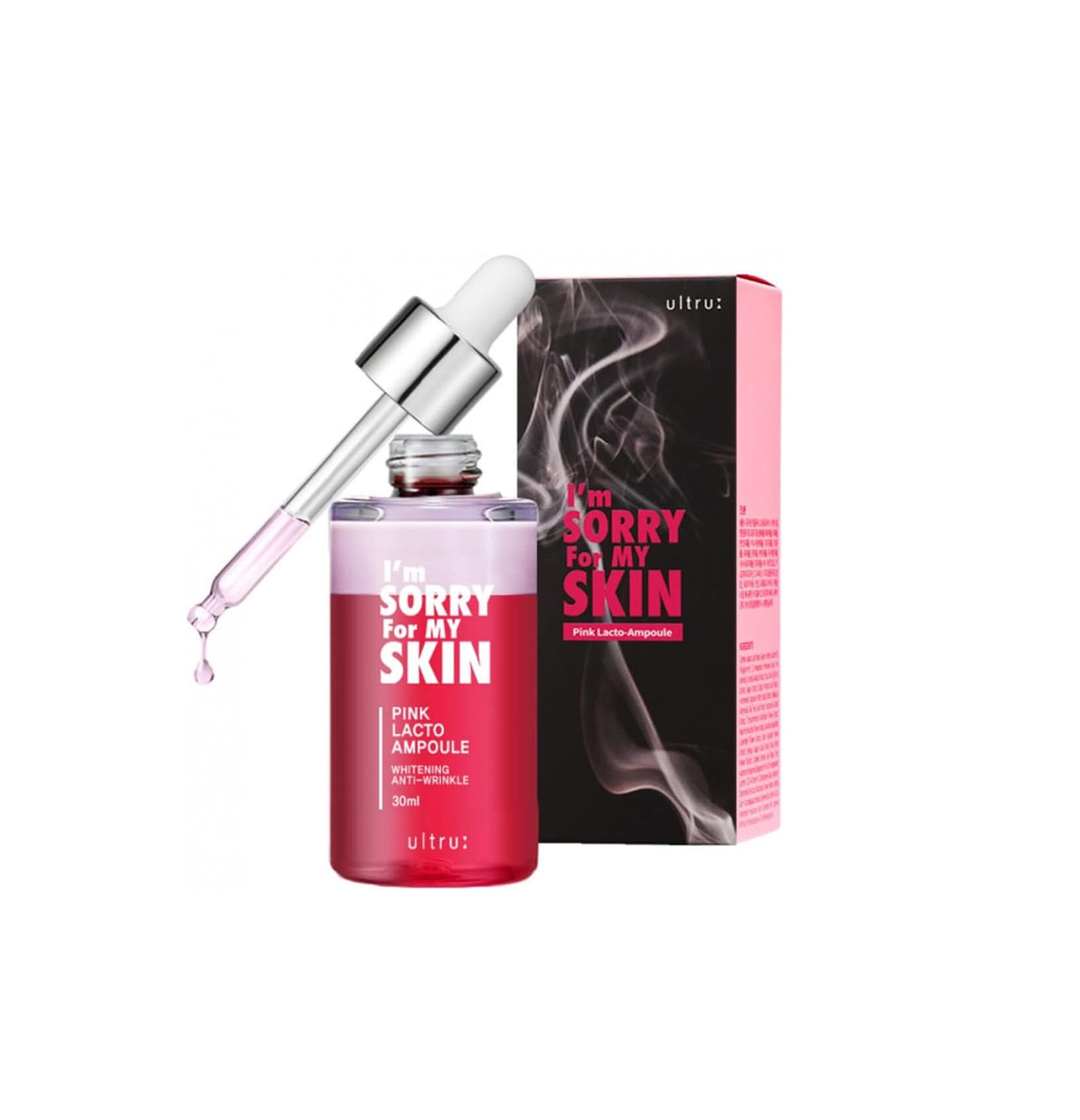 ULTRU: I'M SORRY FOR MY SKIN Pink Lacto Ampoule Serum 30ml سيروم العناية بالبشرة - Image 2