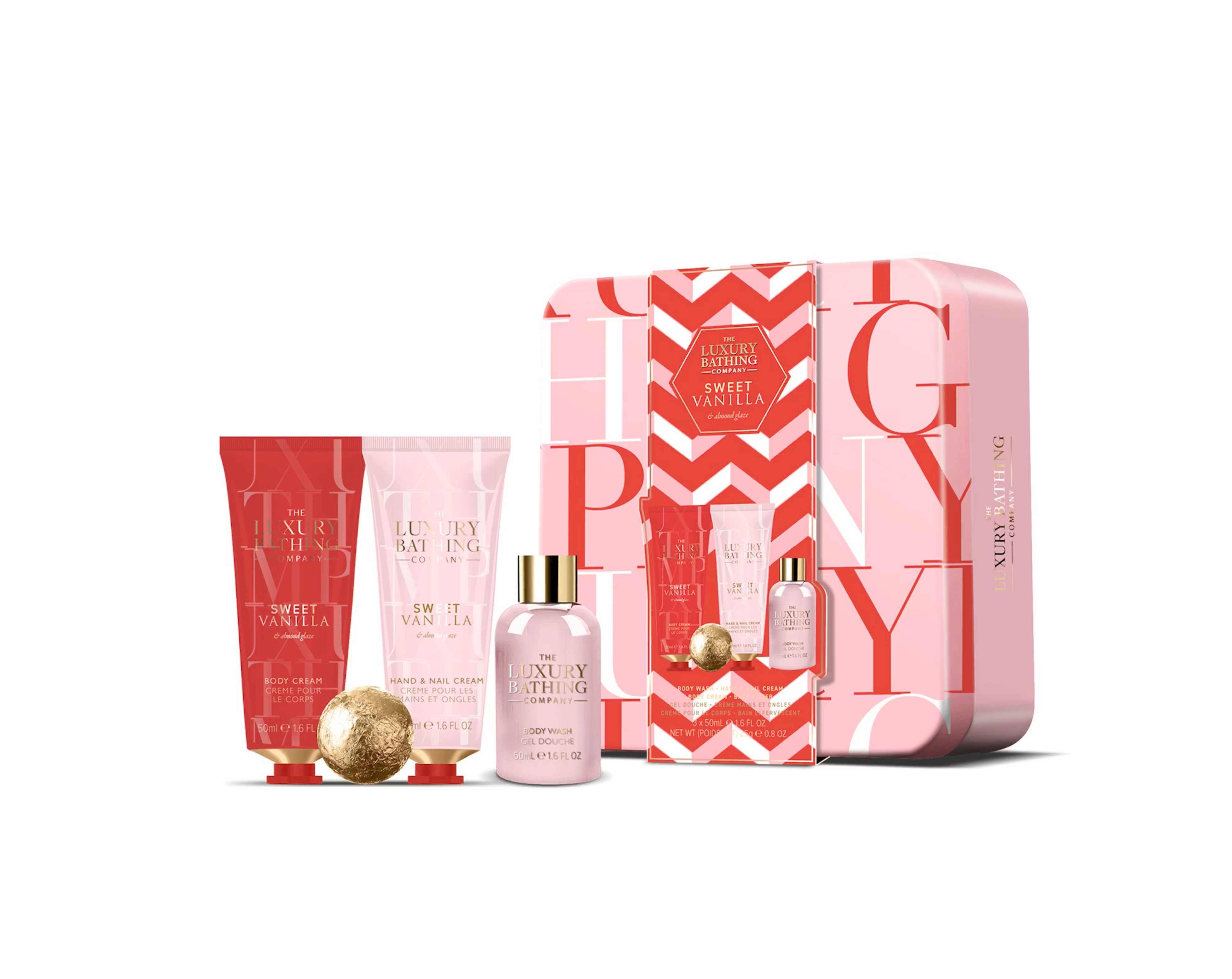 THE LUXURY BATHING Sweet Vanilla &amp; Almond Glaze Relax &amp; Unwind Gift Set   مجموعة العناية بالجسم من ذا لكجري باثنك