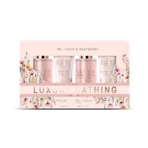 THE LUXURY BATHING Peony, Peach & Raspberry Set  مجموعة العناية بالجسم بالفاوانيا والخوخ والتوت من ذا لكجري باثنك