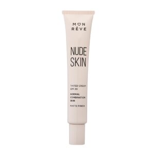 MON REVE NUDE SKIN Tinted Cream SPF 20 Normal to Combination Skin  مون ريف كريم اساس ملون بعامل حماية للبشرة العادية إلى المختلطة