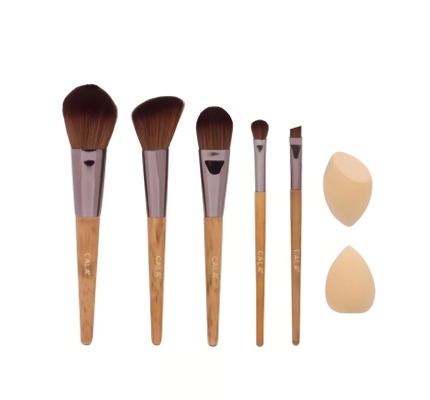 CALA Bamboo Dynamics Set of Makeup Brushes 7pcs كالا مجموعة متكاملة فرش تطبيق مكياج البشرة والعينين - Image 2