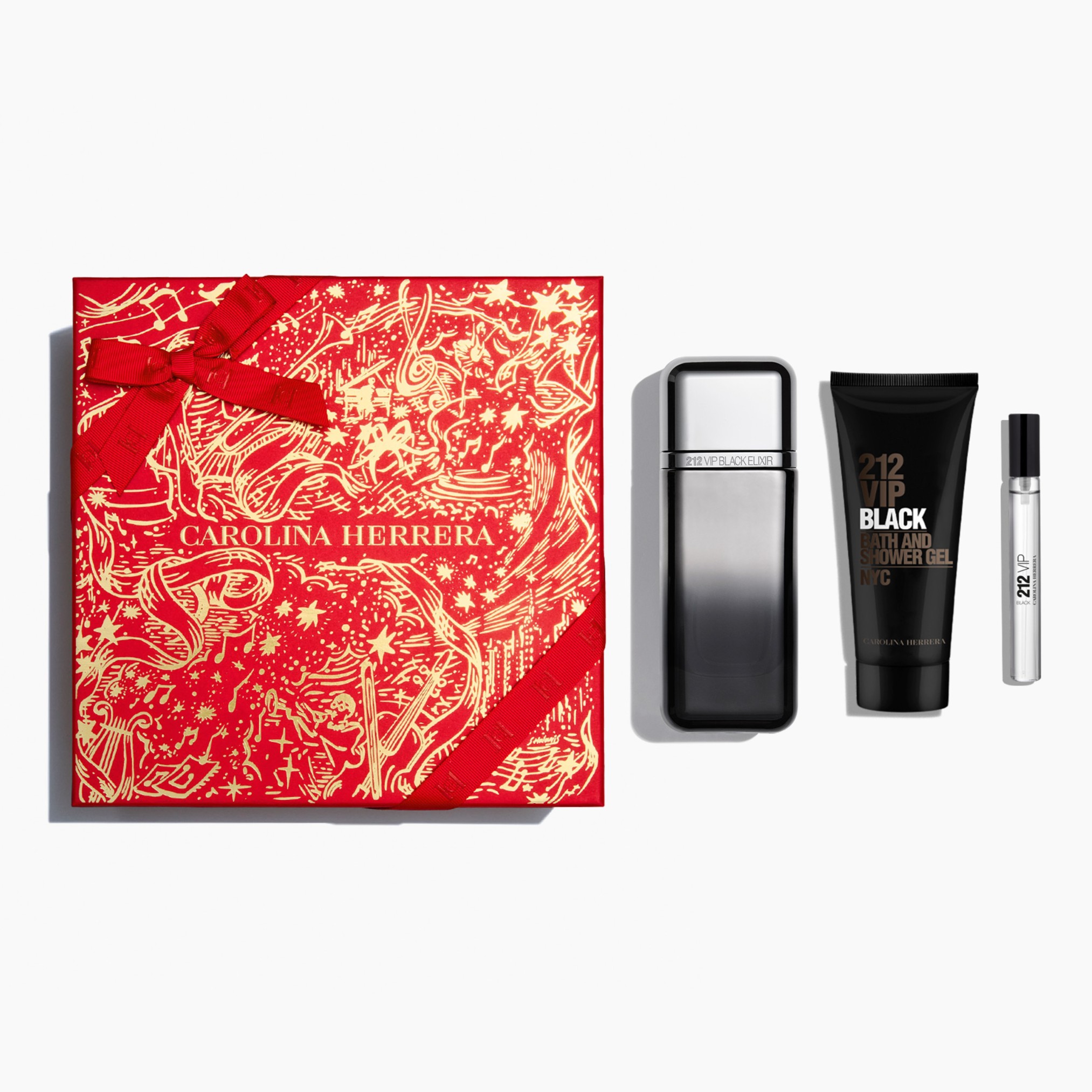 CAROLINA HERRERA 212 VIP Black Elixir Eau De Parfum (100ml+10ml +100ml) Gift Set For Men كارولينا هيريرا طقم هدايا للرجال - Image 2