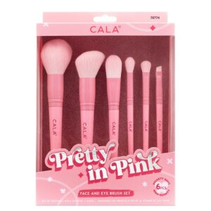 CALA Pretty in Pink Face and Eye Brush Set 6pcs 76774 كالا مجموعة فرش للوجه والعينين