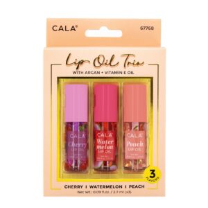 CALA LIP OIL TRIO WITH ARGAN + VITAMIN E (WATERMELON+CHERRY+PEACH) 2.7ml 67768 كالا مجموعة زيوت الشفاه الثلاثية مع زيت الأرغان وفيتامين E