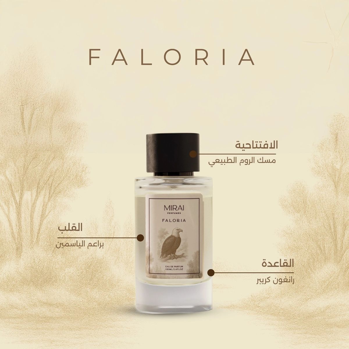 MIRAI PERFUMES FALORIA EAU DE PARFUM 100ml (For Man & Women) ميراي عطر للجنسين - Image 2