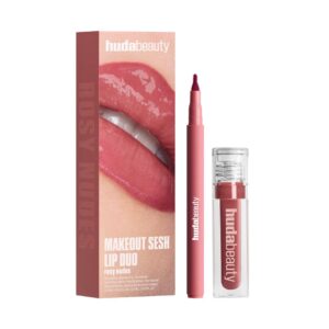 HUDA BEAUTY MAKEOUT SESH LIP DUO RAMADAN SET-ROSE NUDES هدى بيوتي بگج هدايا للنساء