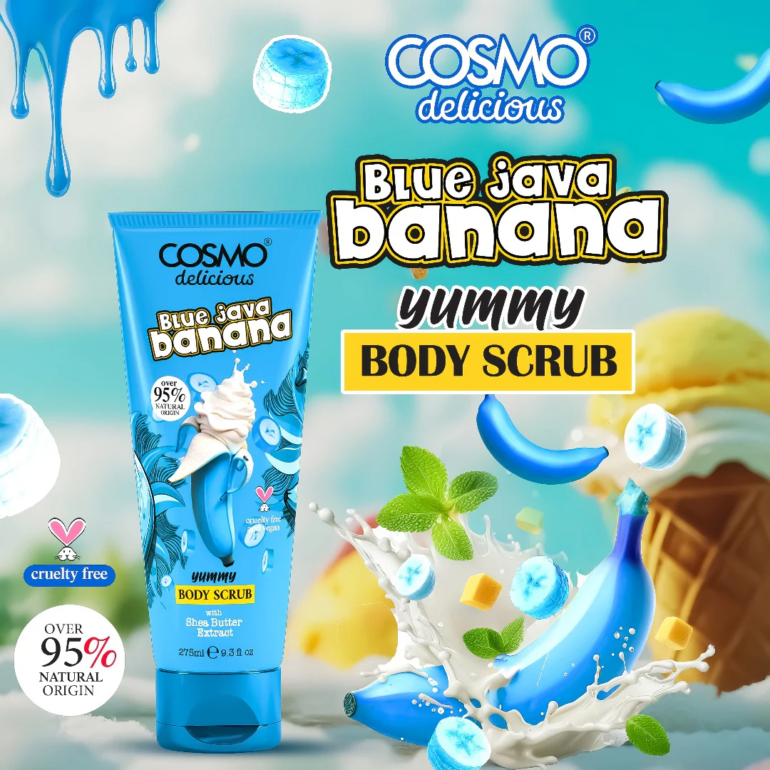 COSMO Blue Java Banana Body Scrub With Shea Butter 275ml كوزمو مقشر الجسم بلو جافا بالموز - Image 2
