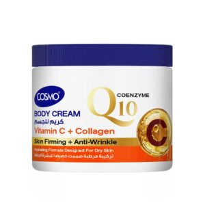 COSMO Q10 Vitamin C + Collagen Body Cream for dry skin 400ml  كوزمو مرطب للجسم بفيتامين سي والكولاجين للبشرة الجافة
