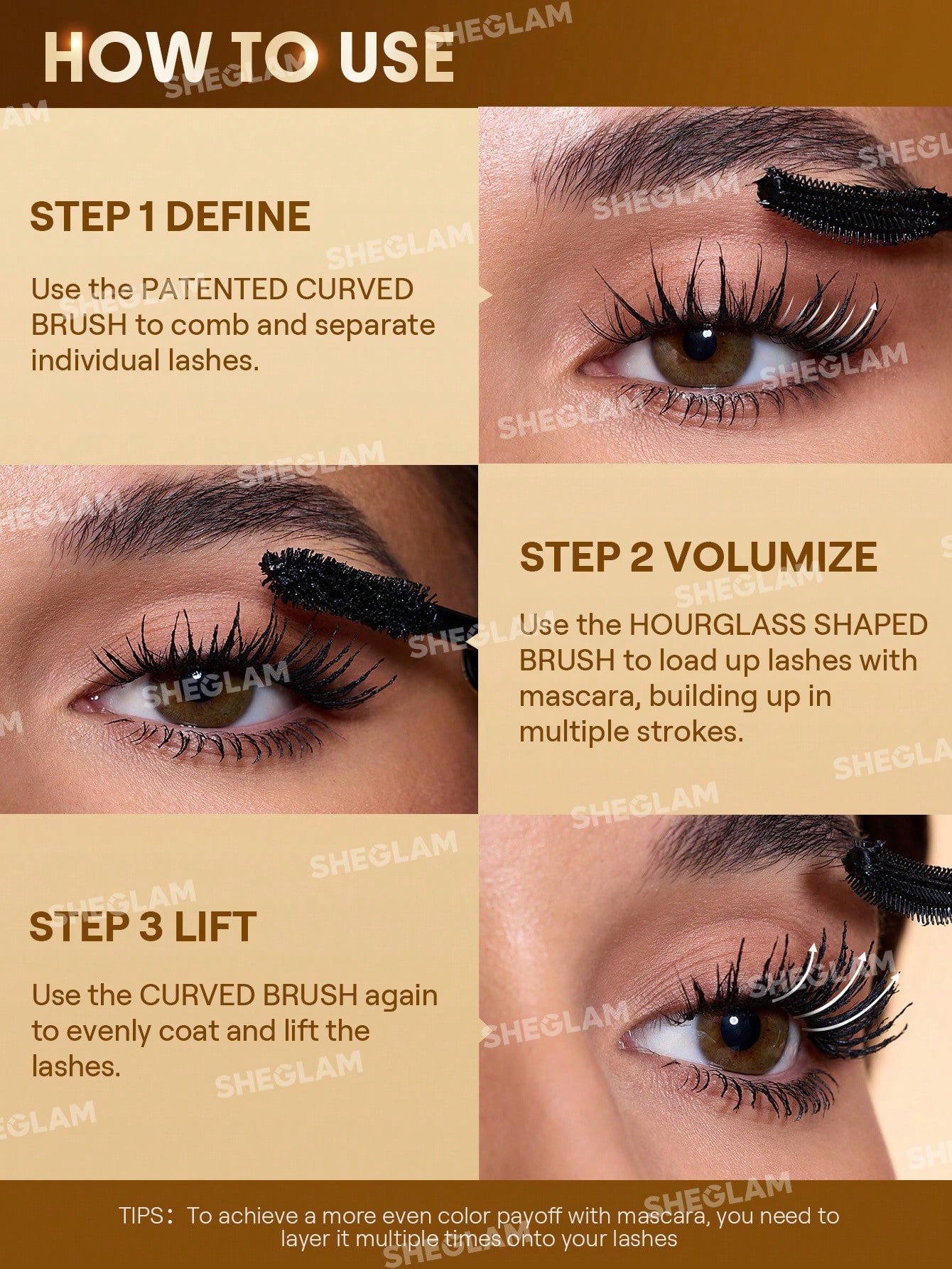 SHEGLAM All-In-One 24k Multi-Effect Mascara - Black شيكلام مسكارا مكثفة للرموش - Image 8