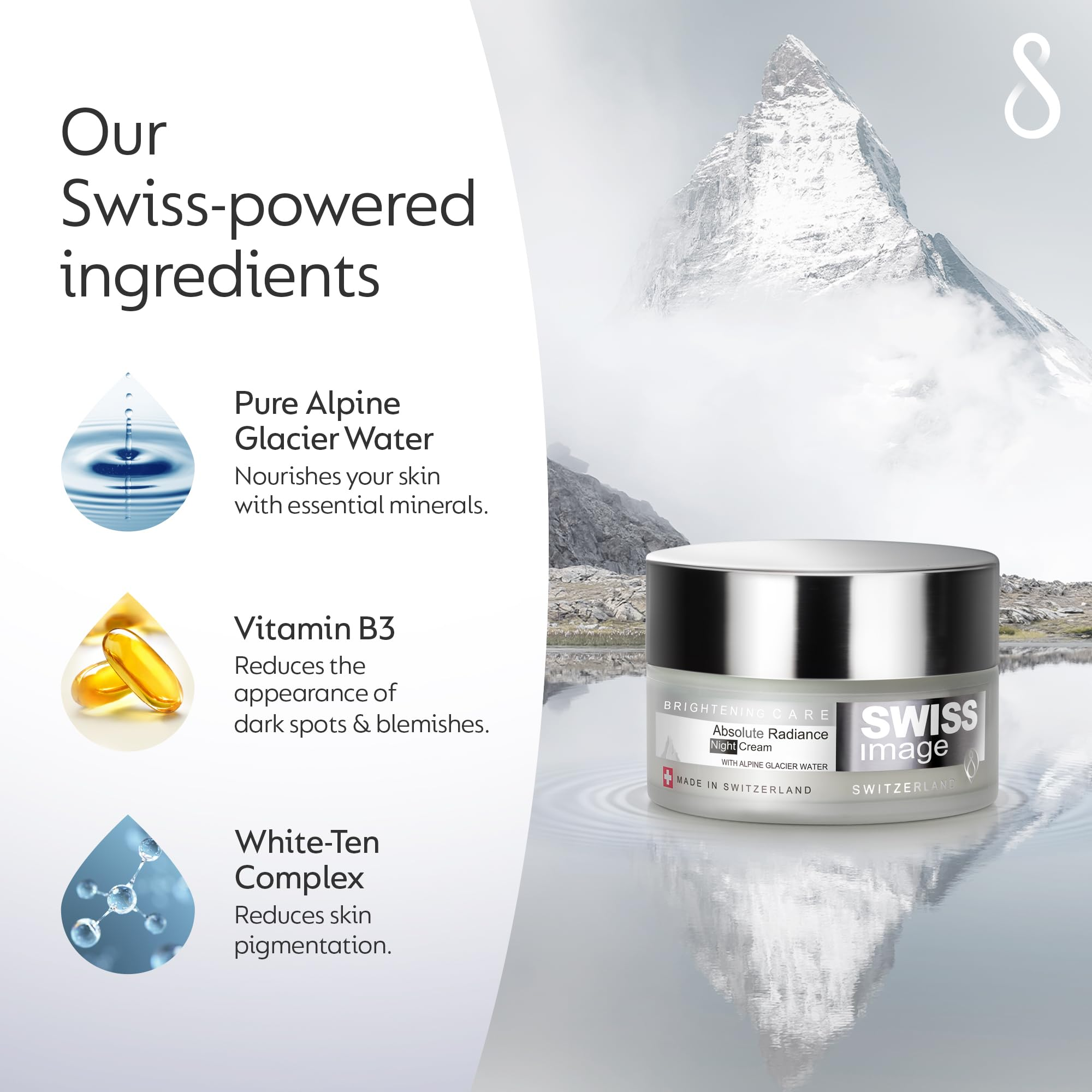 SWISS IMAGE Brightening Night Cream with Niacinamide For all skin types 50ml سويس ايمج كريم ليلي مرطب ومجدد لخلايا البشرة مناسب لجميع انواع البشرة - Image 4