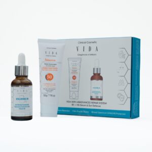 VIDA SKIN LAB ADVANCED REPAIR SYSTEM B5+ HA SERUM & SUN DEFENSE ڤيدا بگج واقي شمس + سيروم للعناية بالبشرة