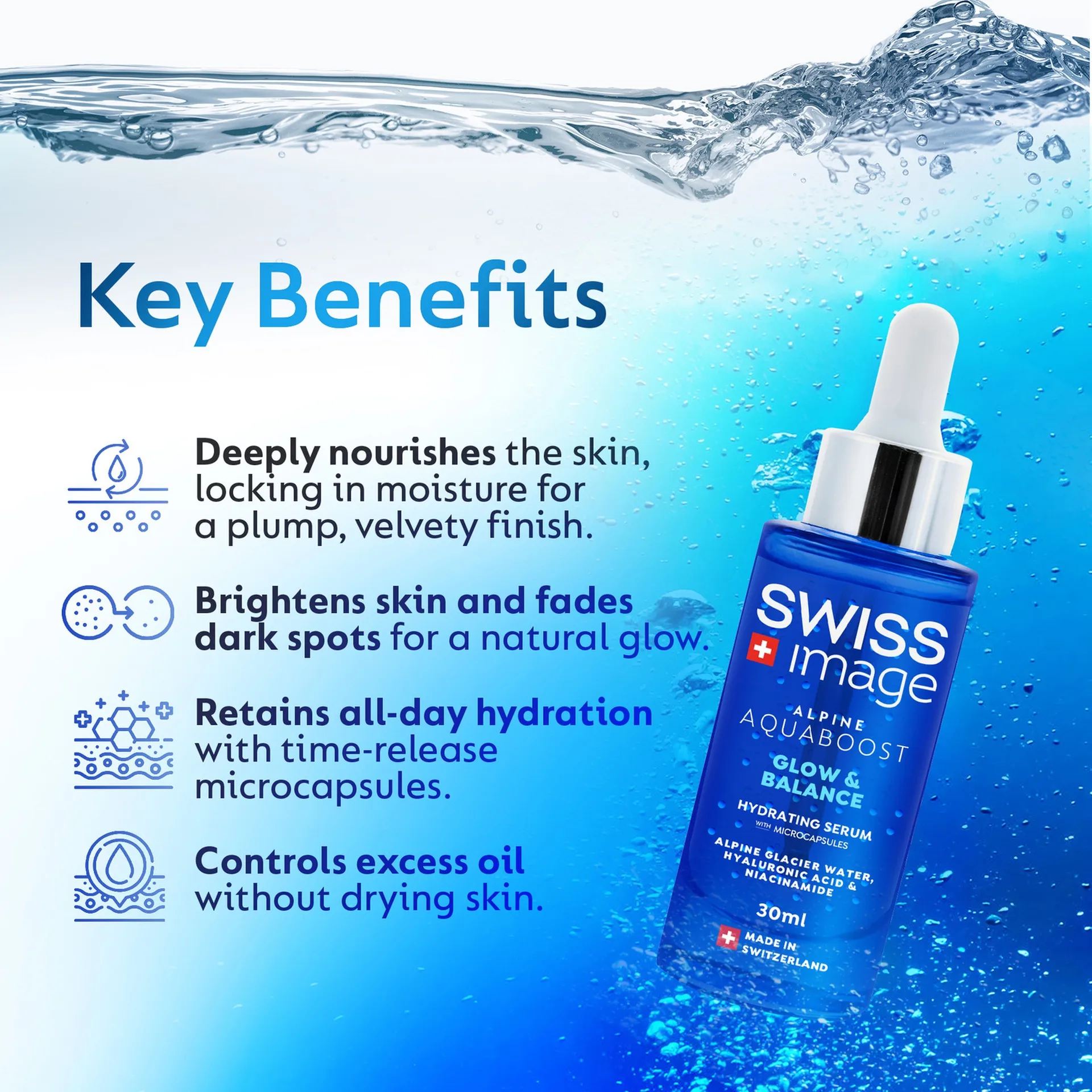 SWISS IMAGE Aquaboost Glow & Balance Serum 30ml سويس ايمج سيروم مرطب ومعزز لإشراقة البشرة - Image 6