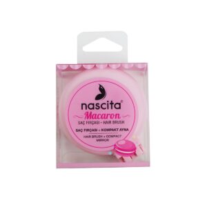 NASCITA Macaron Round Travel 3d Flexi Hair Brush With Mirror ناسيتا فرشاة للشعر مع مراة