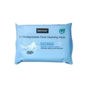 SENCE BEAUTY BIODEGRADABLE FACIAL WIPES 20 PCS مناديل منظفة من سينس بيوتي