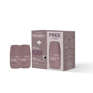 BEESLINE Natural Whitening Roll On Deodorant Super Dry 72h 1+1 50ml - Powder Soft  بيزلاين مزيل تعرق بلمسة عطرية ناعمه